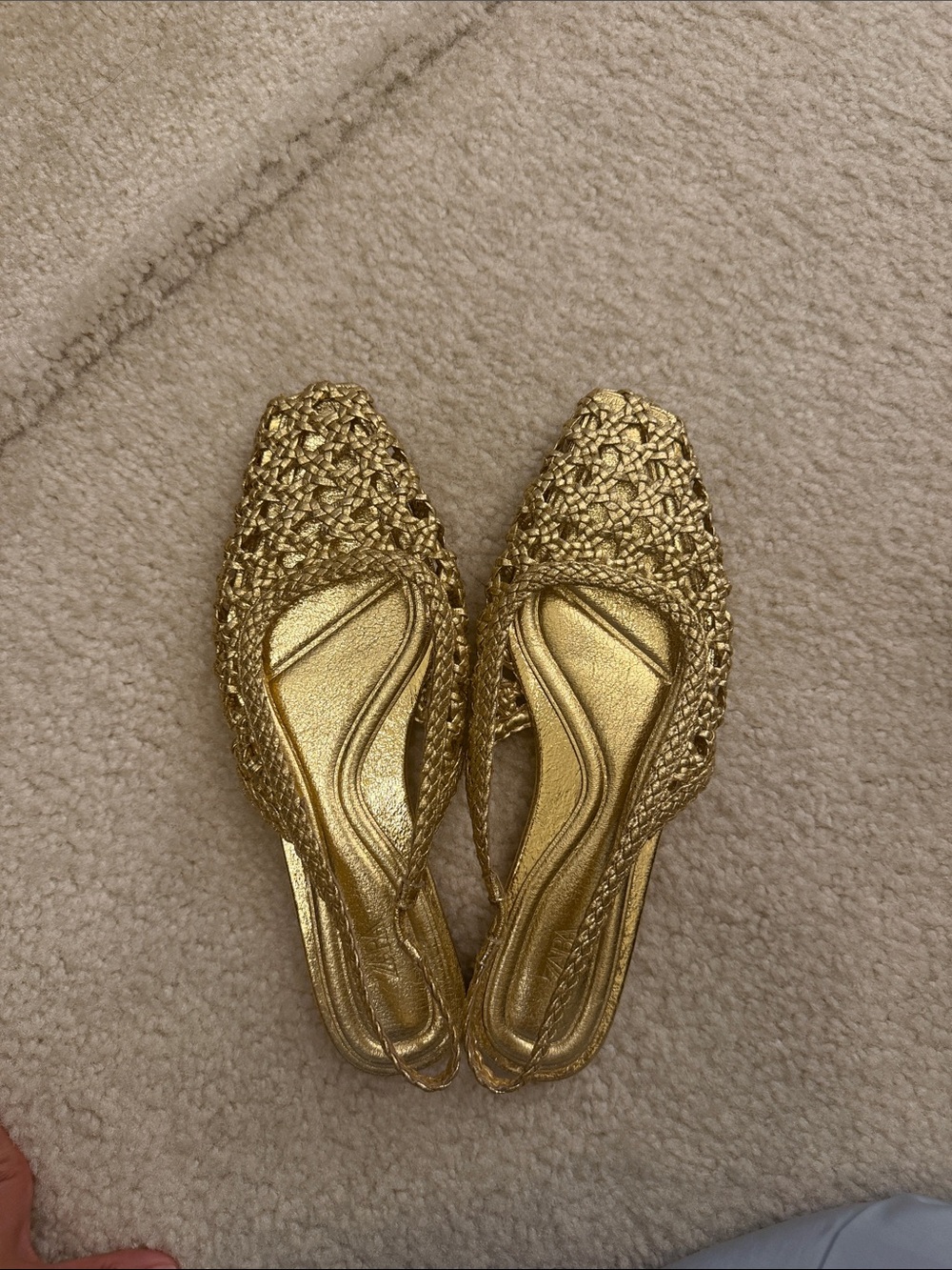 Zara Metallic Gold Braided Slingback Flats
